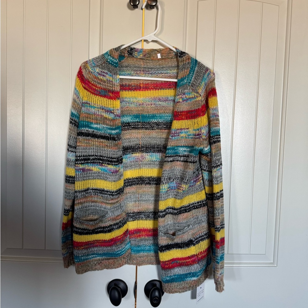 Colorful Striped Cardigan Sweater